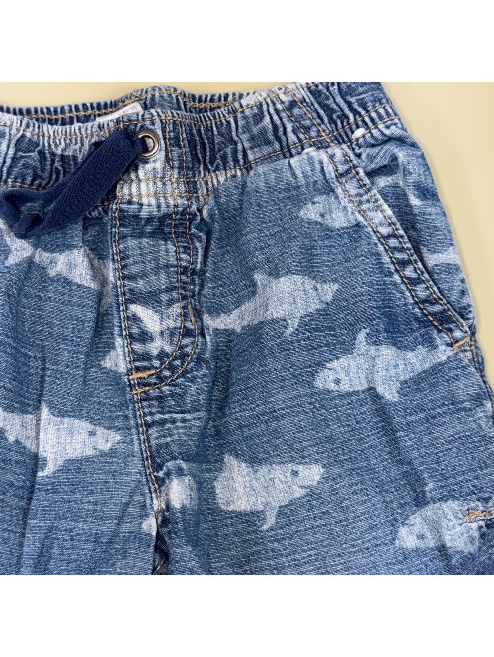 Gymboree Boys 18-24M Blue Shark Print Pull-On Shorts - Picture 3 of 5